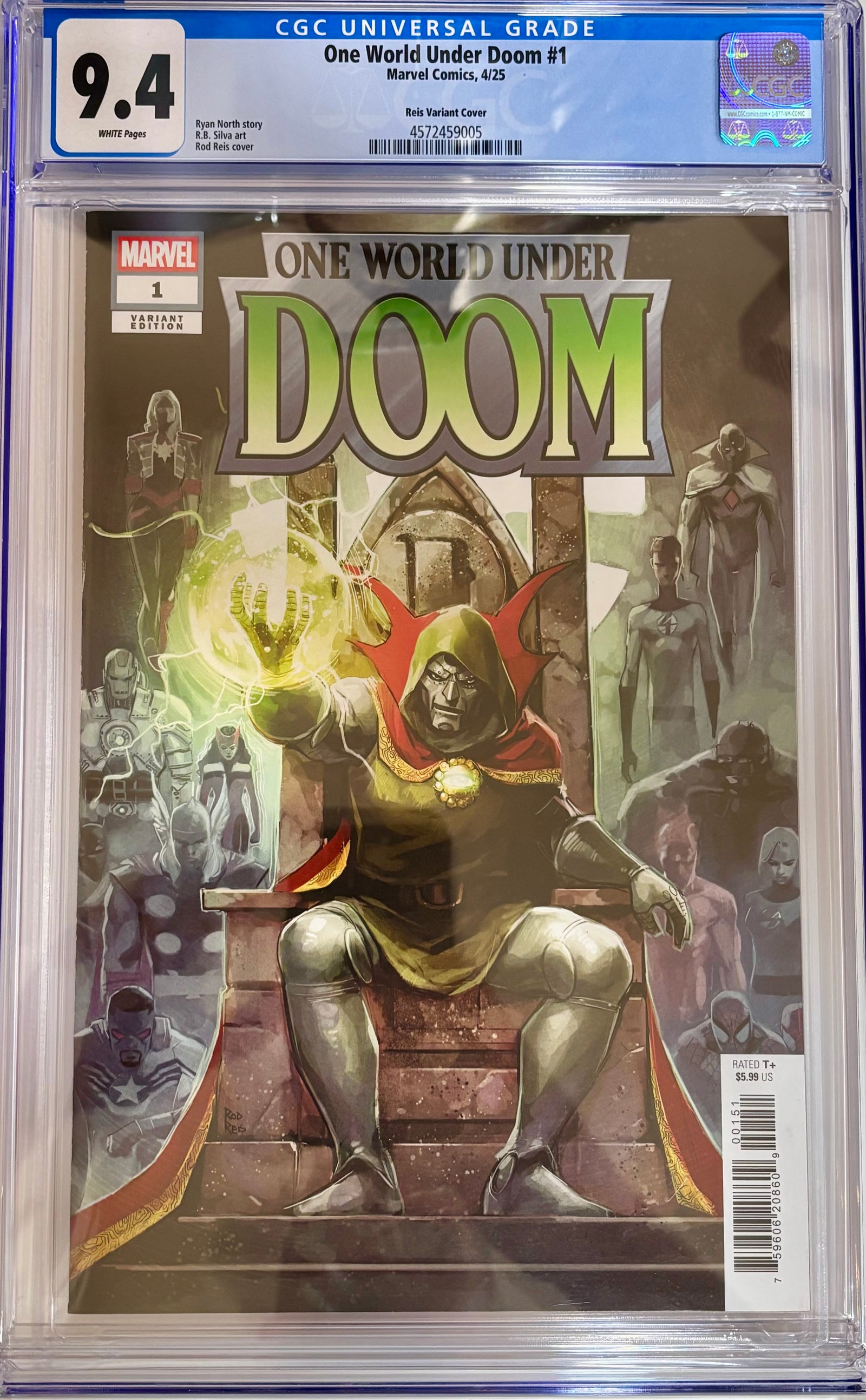 One World Under Doom #1 main cover comic book with CGC 9.4 grading label