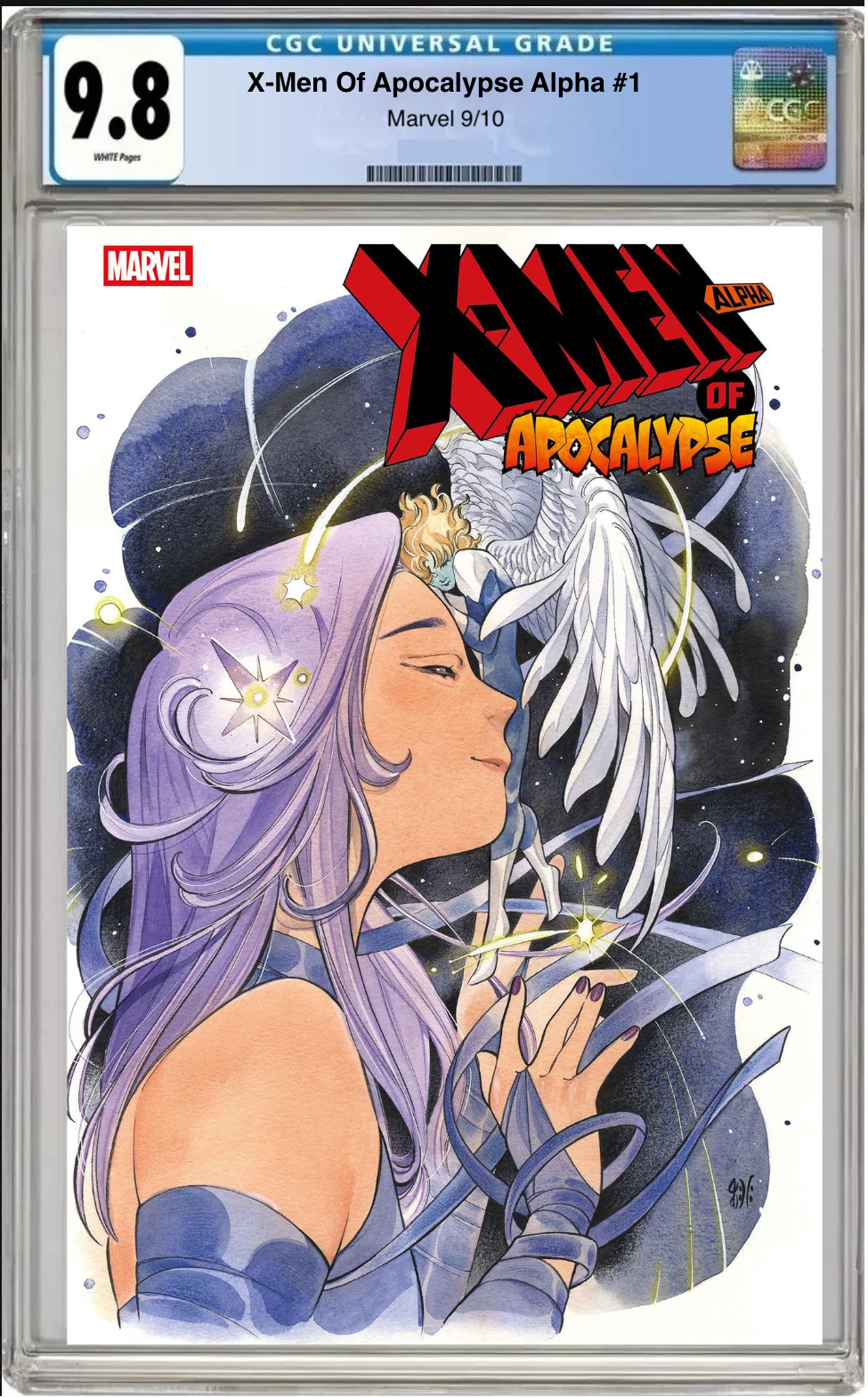 Comic book cover of X-Men of Apocalypse Alpha #1 Peach Momoko Cover with CGC grading label.