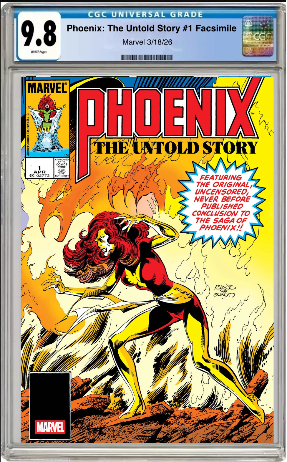 Comic book cover of Phoenix: The Untold Story #1 Facsimile Foil Cover with CGC grading label.