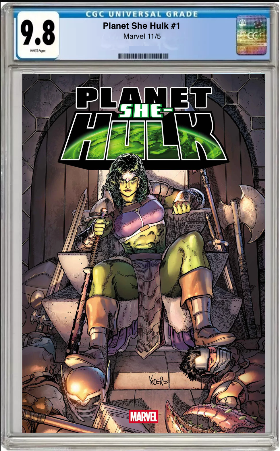 Comic book cover of Planet She-Hulk #1 Main Cover with CGC grading label.