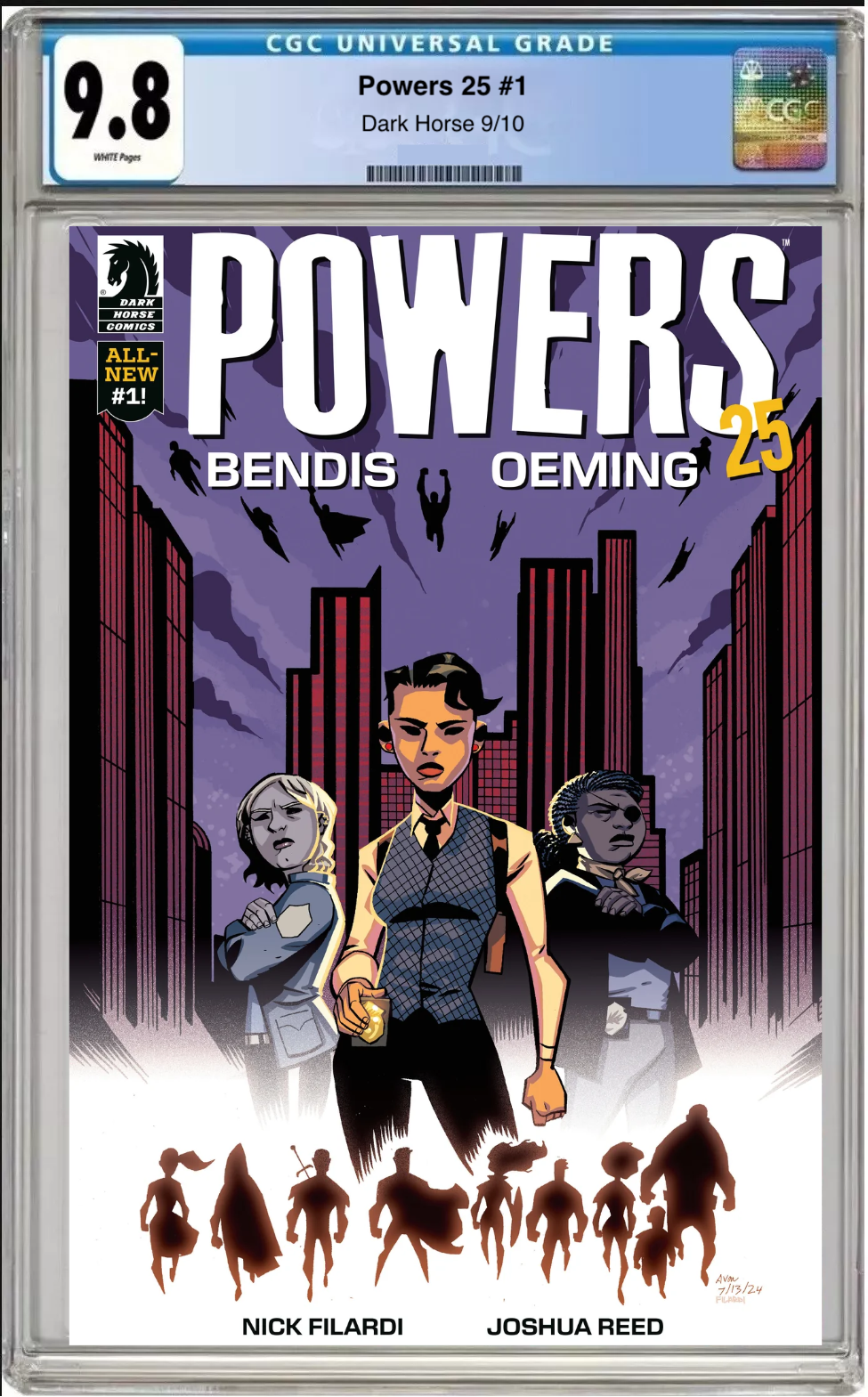 Comic book cover of Powers 25 #1 Main Cover with CGC grading label.