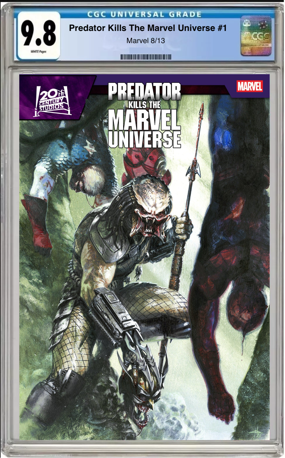 Comic book cover of Predator Kills the Marvel Universe #1 Gabriele Dell’Otto Cover with CGC grading label.