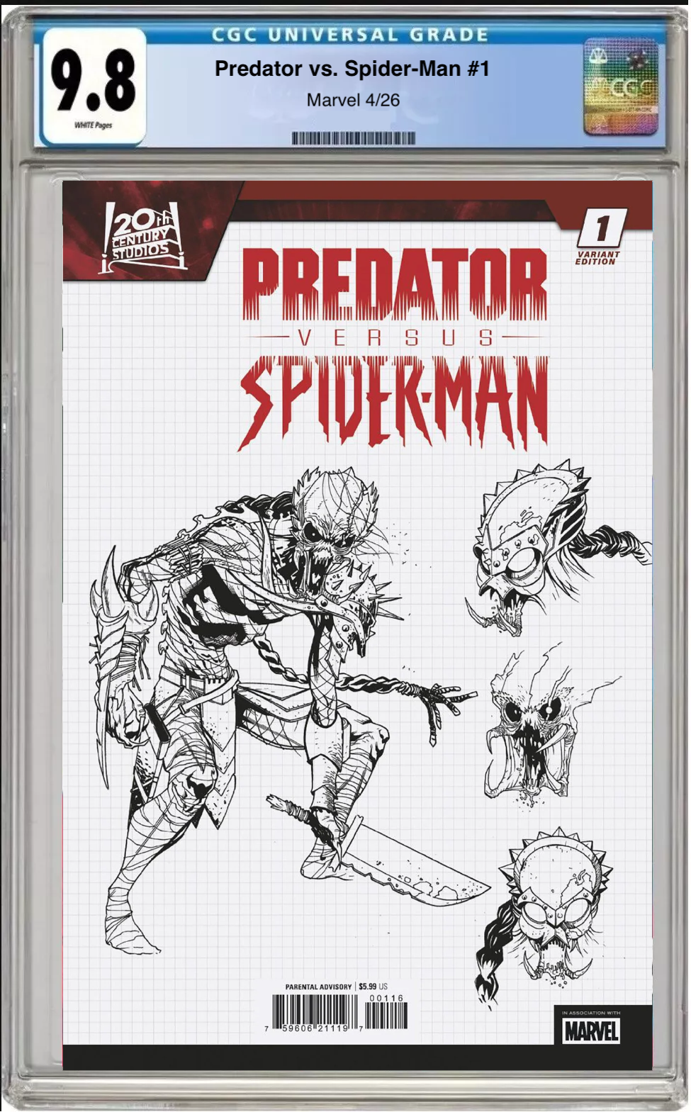 Predator vs. Spider-Man #1 CGC Graded 9.8 - 1:10 Marcelo Ferreira Cover