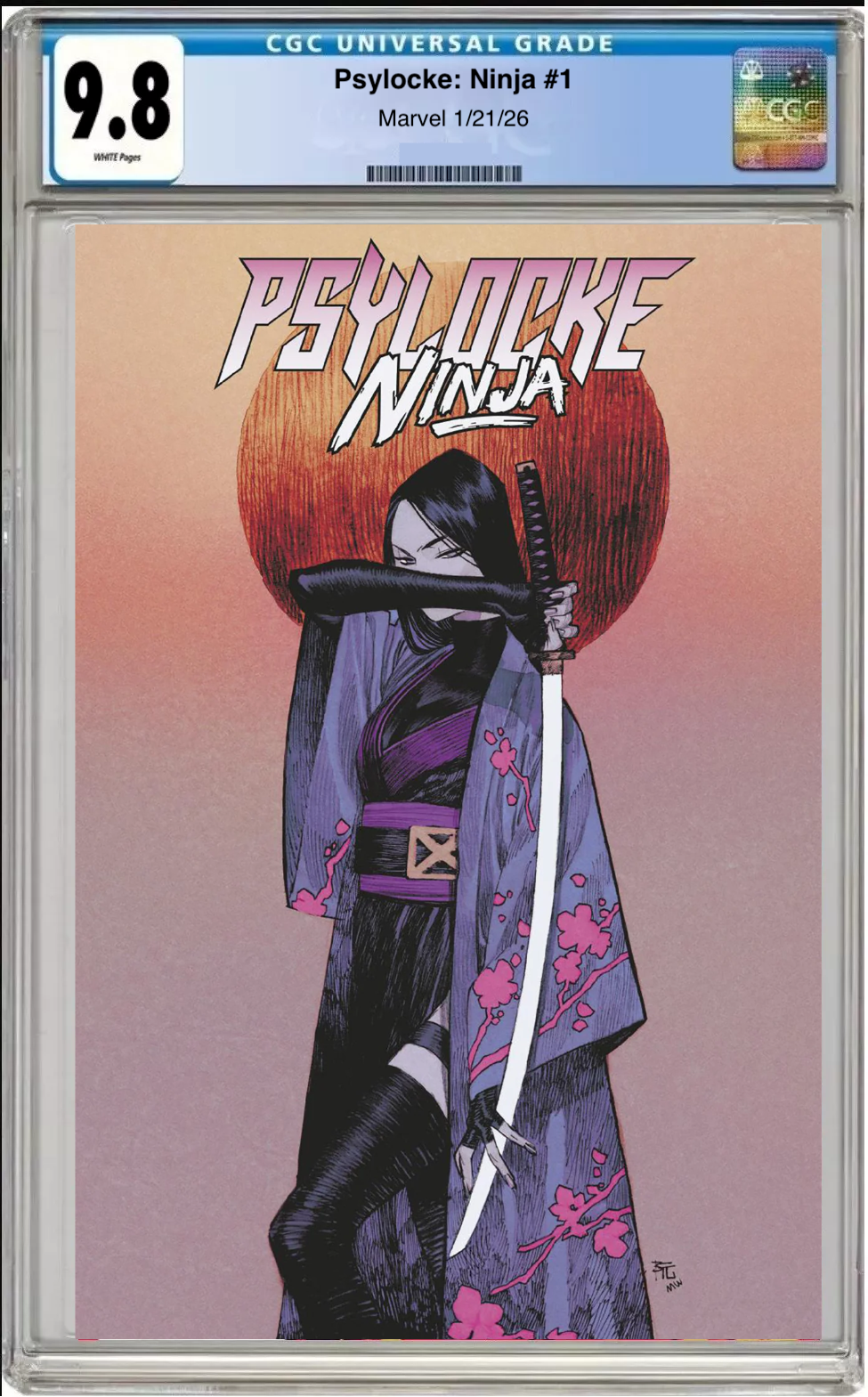 Comic book cover of Psylocke: Ninja #1 Dike Ruan Foil Cover with CGC grading label.