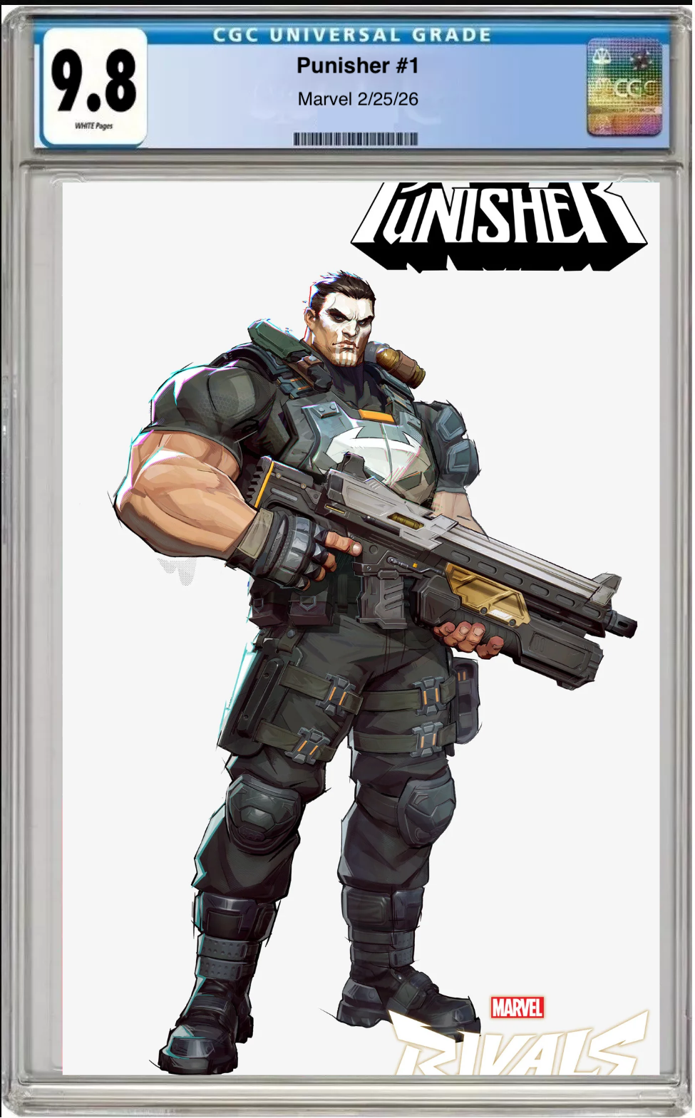 Comic book cover of Punisher #1 NetEase Games Marvel Rivals Cover with CGC grading label.