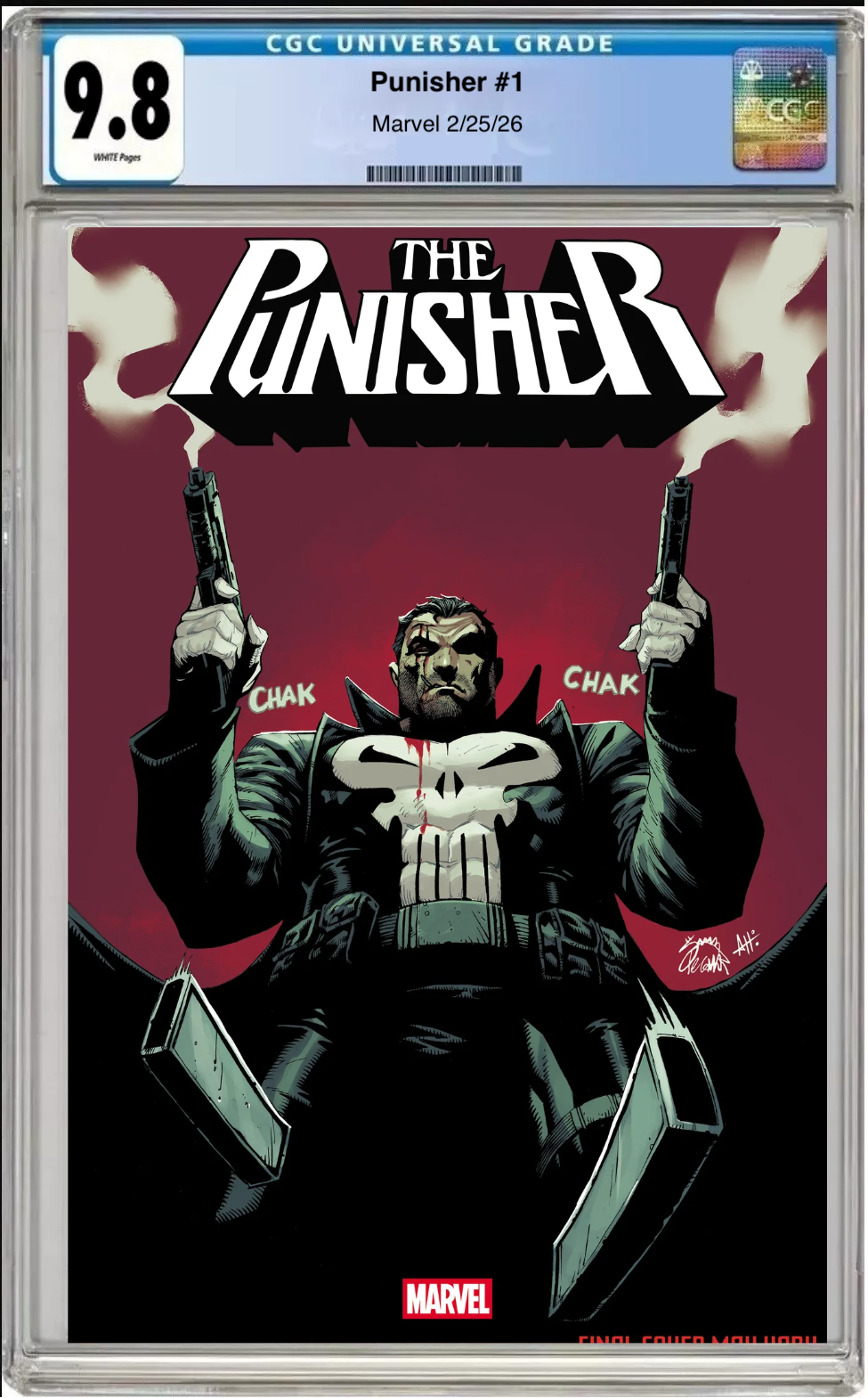 Comic book cover of Punisher #1 Ryan Stegman Foil Cover with CGC grading label.