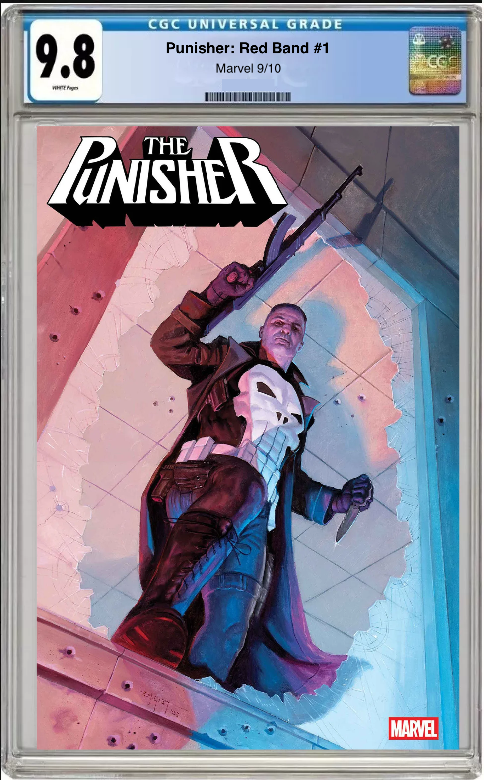 Comic book cover of Punisher: Red Band #1 E.M. Gist Cover with CGC grading label.