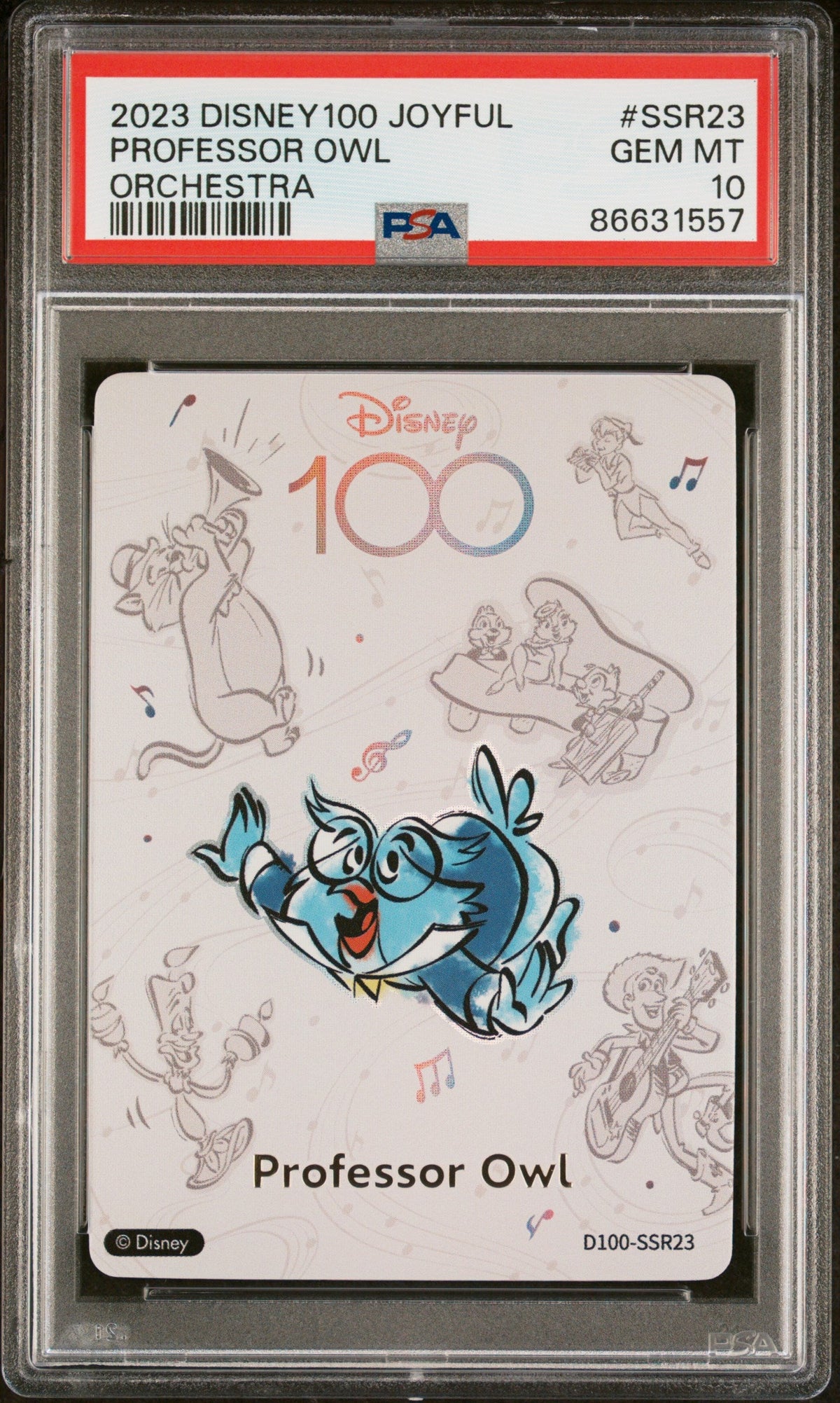 2023 CARD FUN DISNEY 100 JOYFUL ORCHESTRA PROFESSOR OWL SSR23 PSA 10