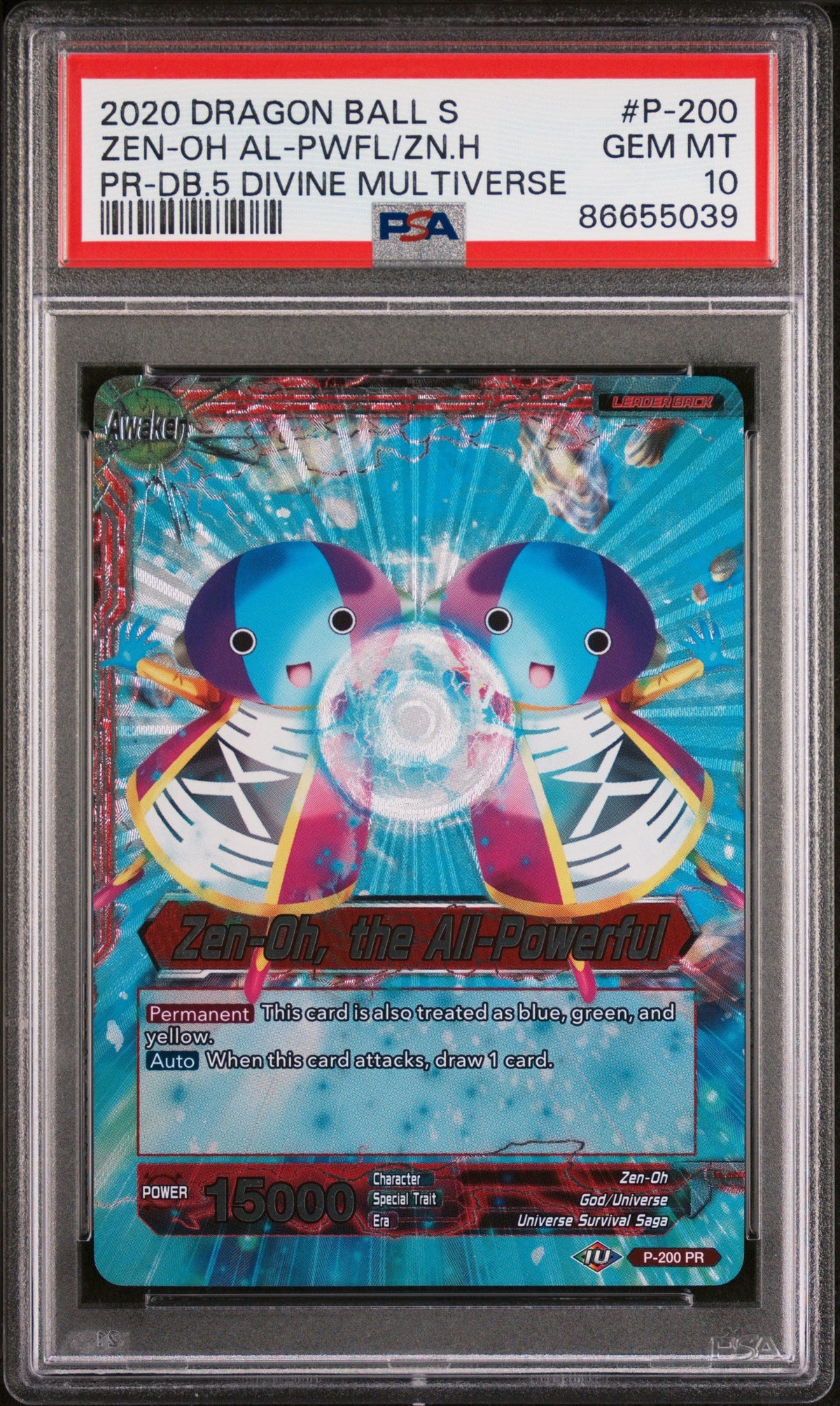 2020 DRAGON BALL SUPER ZEN-OH AL-PWFL/ZN.H #P-200 - PSA 10