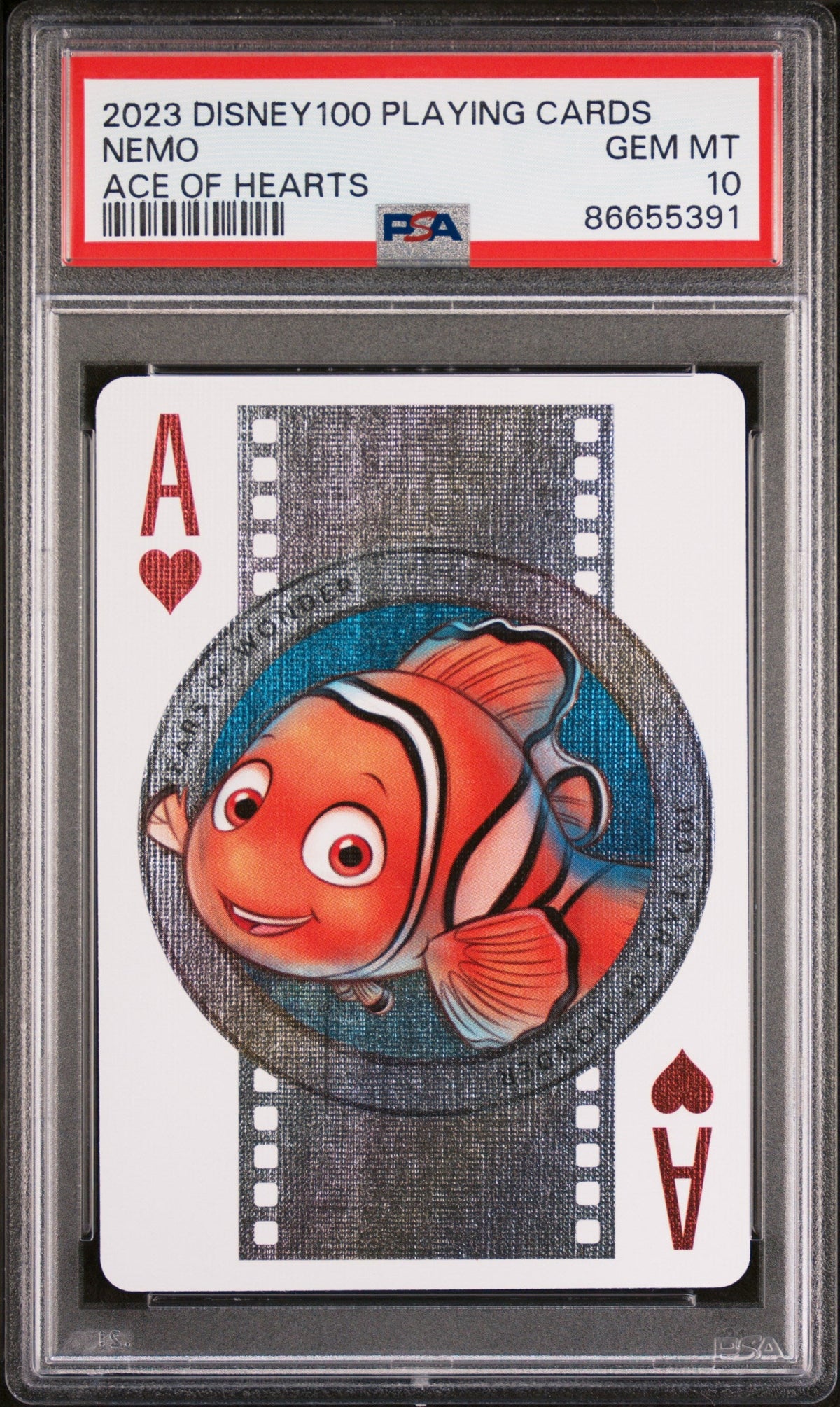 2023 DISNEY 100 PLAYING CARDS NEMO ACE OF HEARTS PSA 10