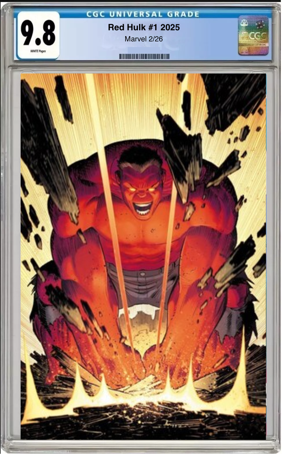 Red Hulk #1 John Romita Jr 1:100 Ratio Cover comic book with CGC 9.8 grading label