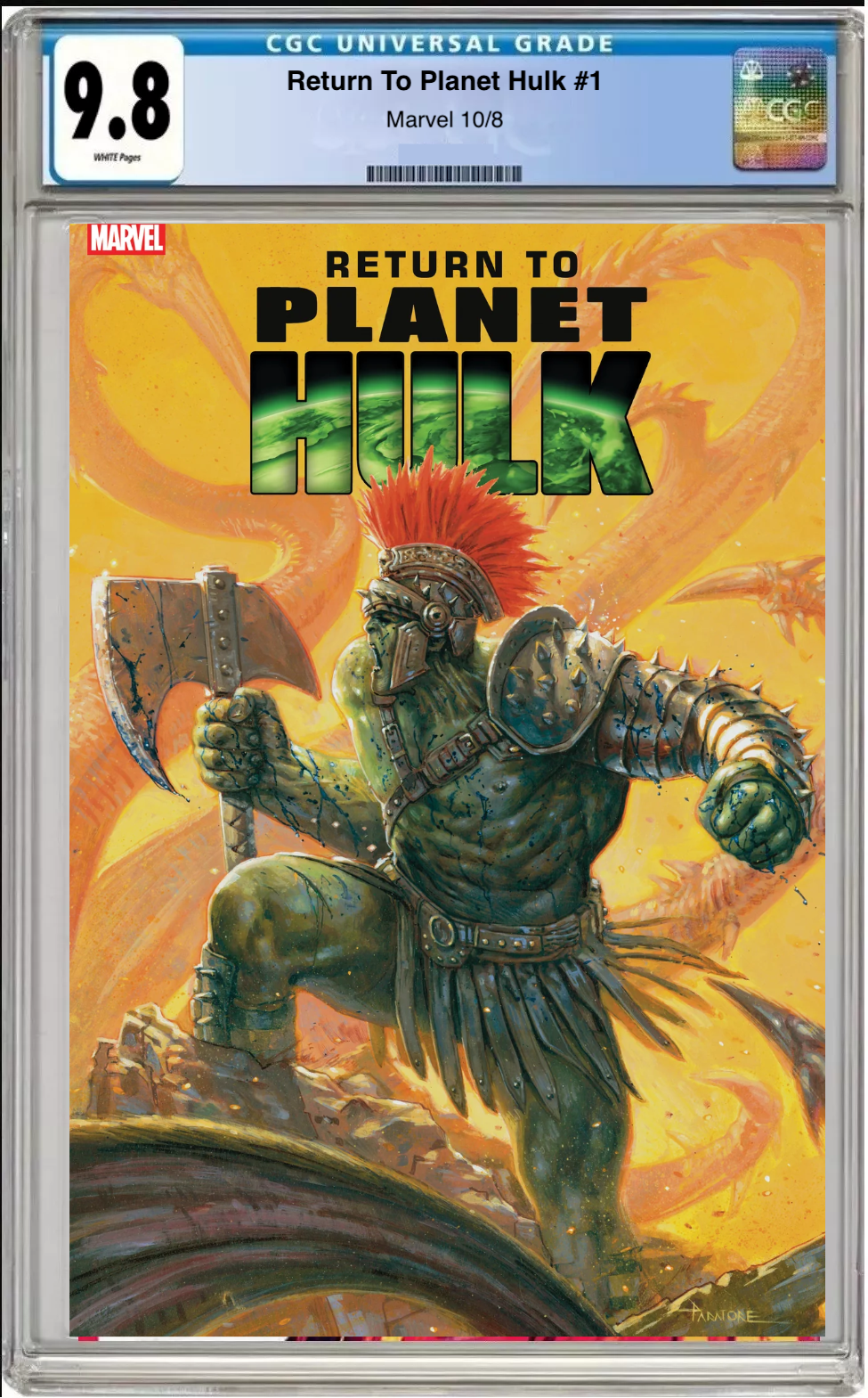 Comic book cover of Return to Planet Hulk #1 David Paratore Cover with CGC grading label.