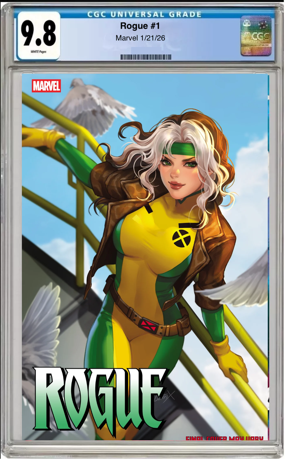 Comic book cover of Rogue #1 Leirix Cover with CGC grading label.