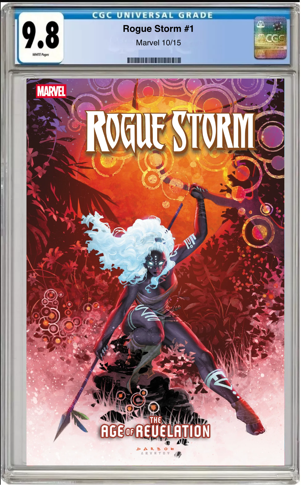 Comic book cover of Rogue & Storm #1 Karen Darboe Cover with CGC 9.8 grading label.