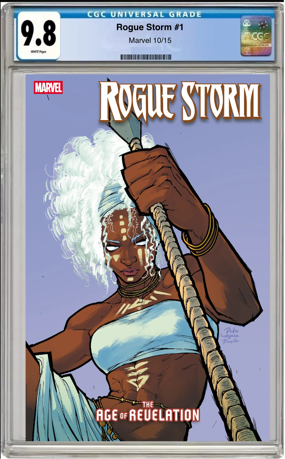 Comic book cover of Rogue & Storm #1 Storm Cover with CGC 9.8 grading label.
