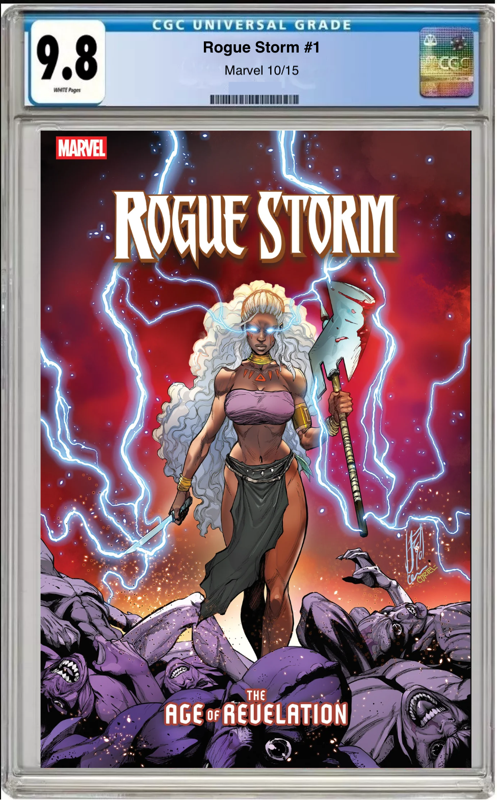 Comic book cover of Rogue & Storm #1 Revelation Cover with CGC 9.8 grading label.