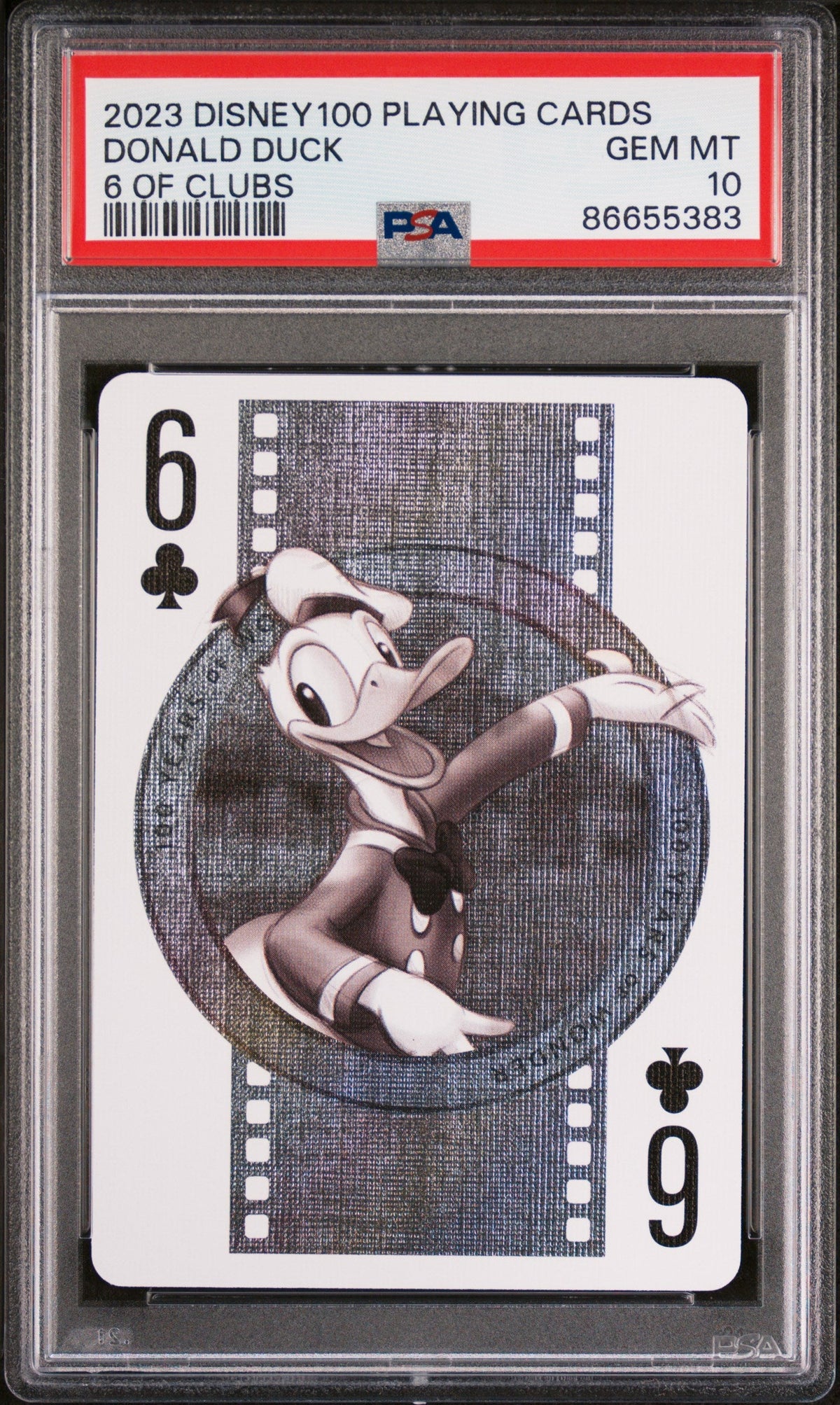 2023 DISNEY 100 PLAYING CARDS DONALD DUCK 6 OF CLUBS PSA 10