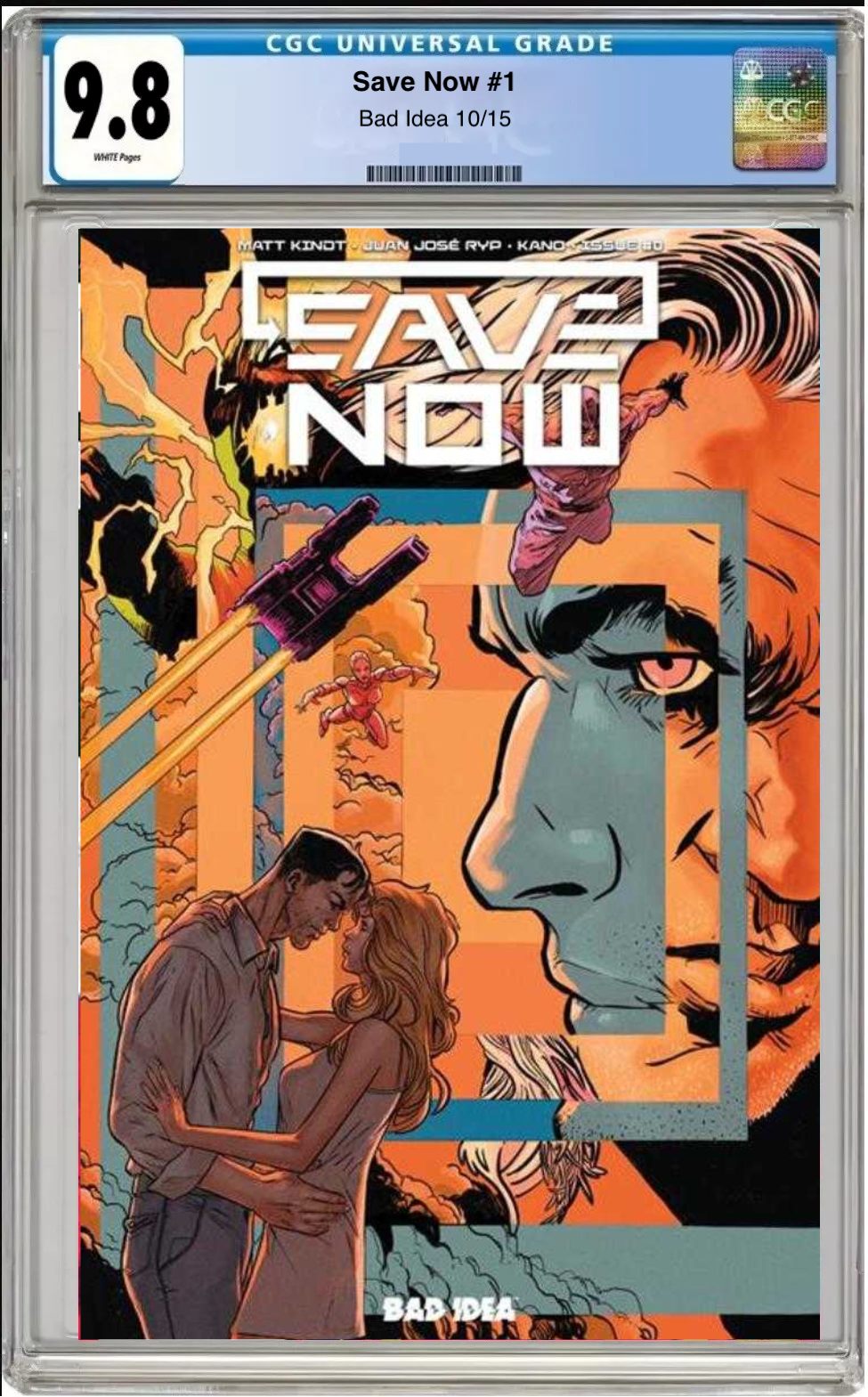 Comic book cover of Save-Now #1 1:20 Pollina Cover with CGC 9.8 grading label.