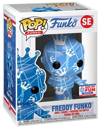Freddy Funko (Blue &amp; White w/ Stripes, Artist Series) SE - 2021 Fundays Games Funko Fundays Box of Fun/2000 Made