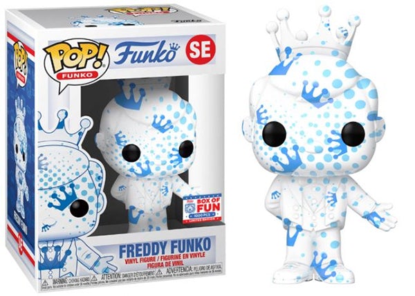 Freddy Funko (White &amp; Blue w/ Dots, Artist Series) SE - 2021 Fundays Games Funko Fundays Box of Fun/1000 Made
