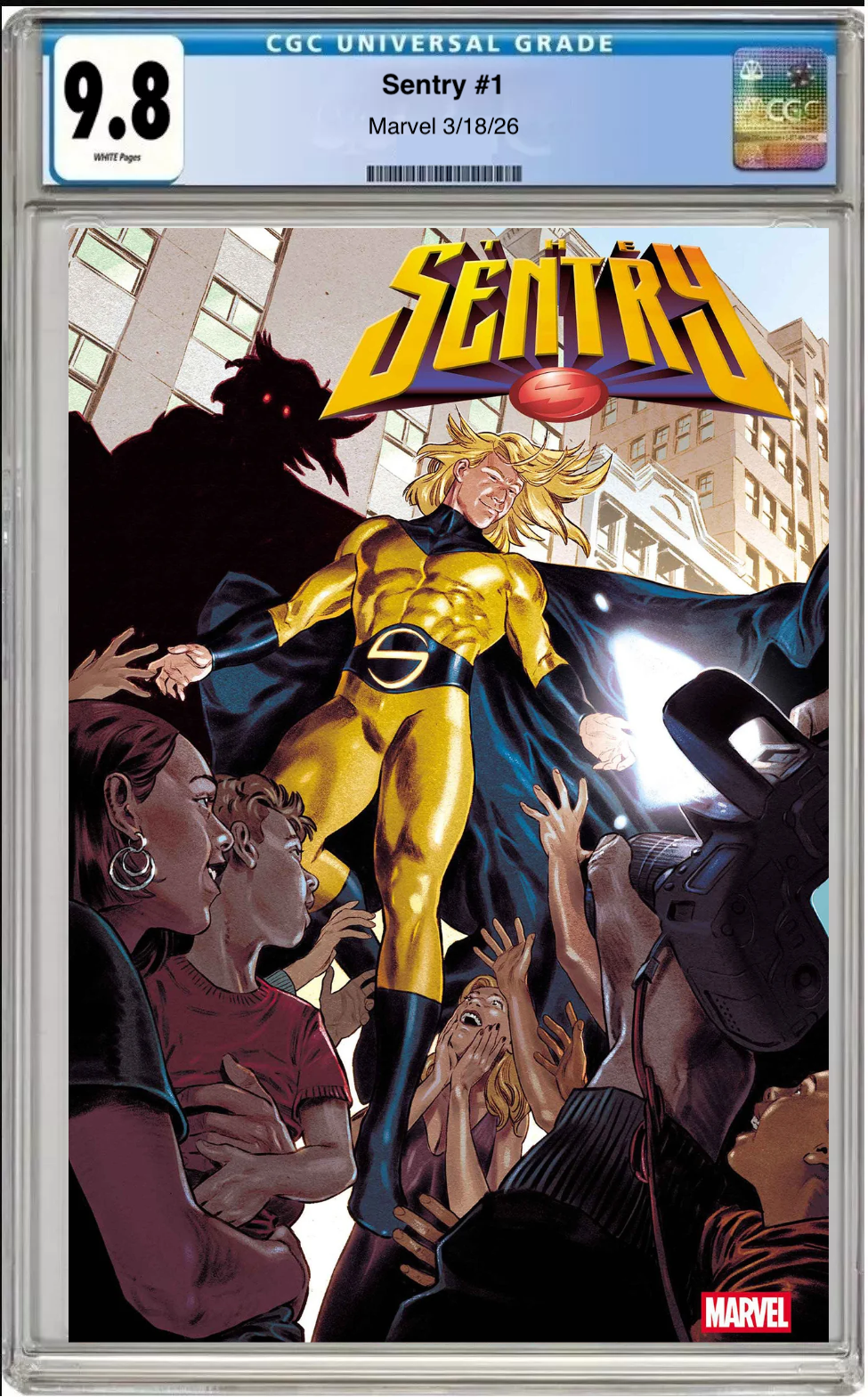 Comic book cover of Sentry #1 Francesco Mobili Cover with CGC grading label.