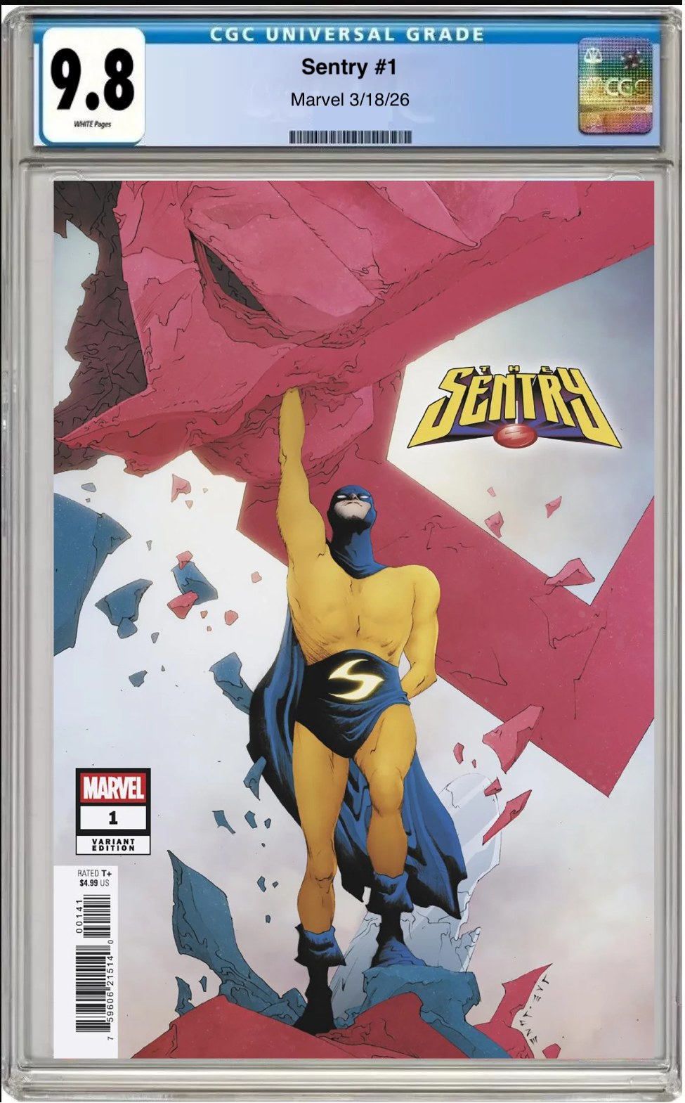 Comic book cover of Sentry #1 Jae Lee Cover with CGC grading label.