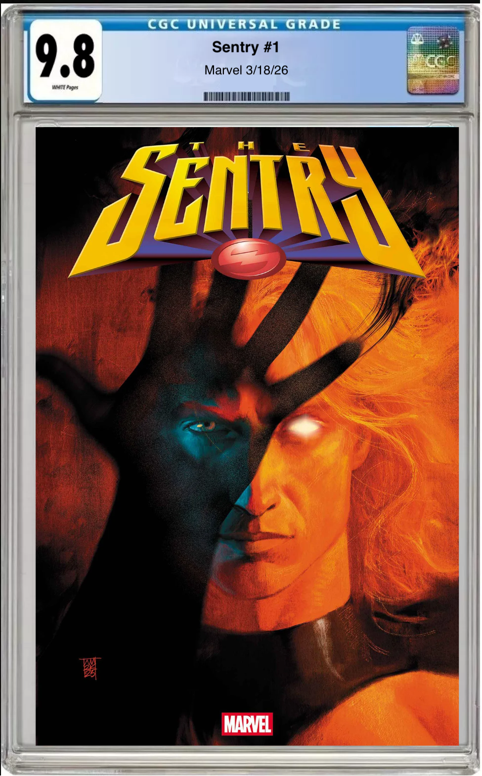 Comic book cover of Sentry #1 Main Cover with CGC grading label.