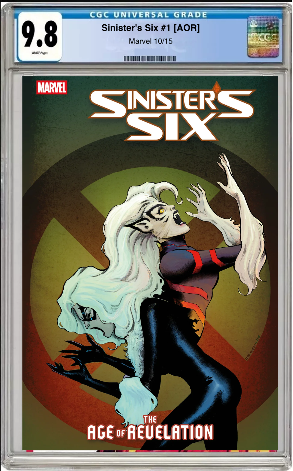 Comic book cover of Sinister Six #1 Lee Garbett AOR with CGC grading label.