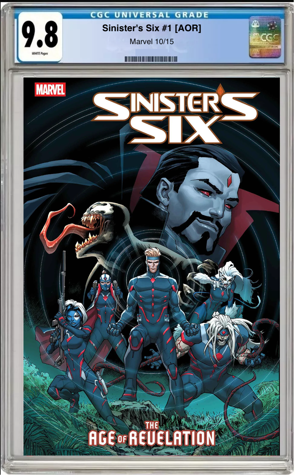 Comic book cover of Sinister Six #1 Main AOR with CGC grading label.