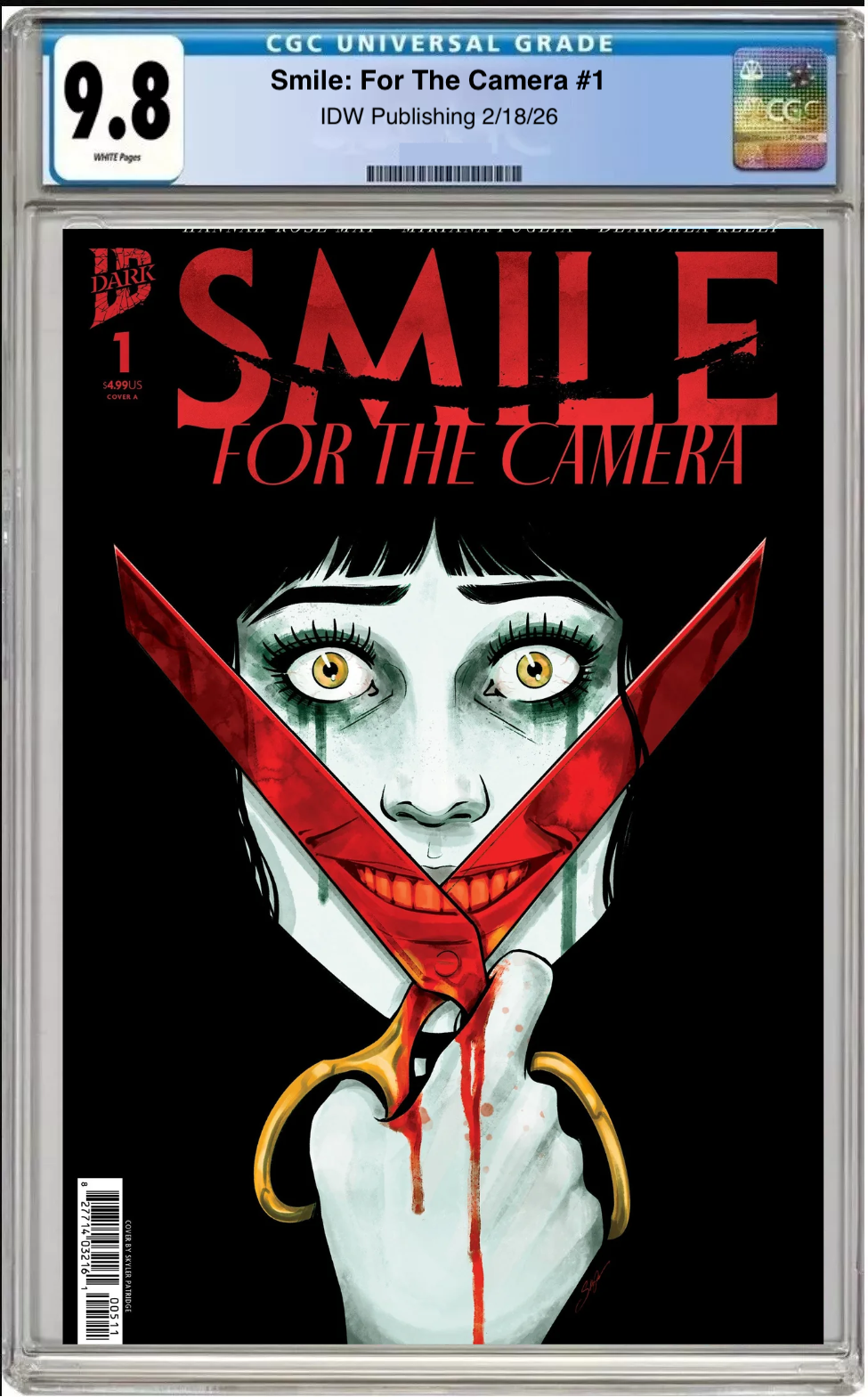 Comic book cover of Smile for the Camera #1 Cover A with CGC grading label.