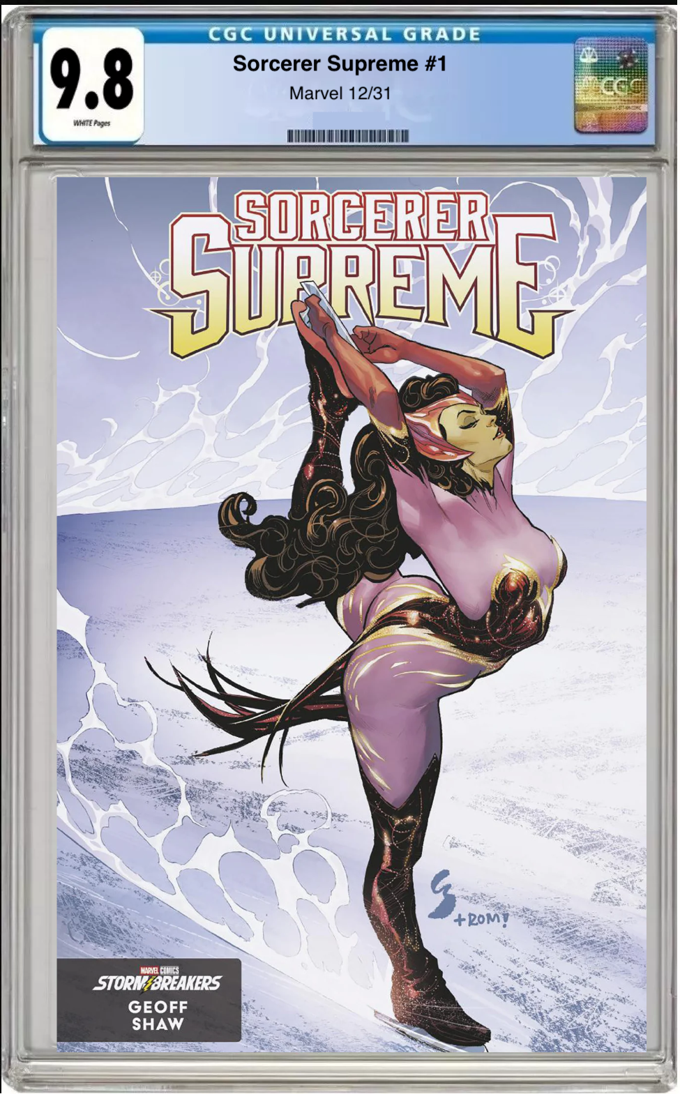 Comic book cover of Sorcerer Supreme #1 Geoff Shaw Winter Break Cover with CGC grading label.