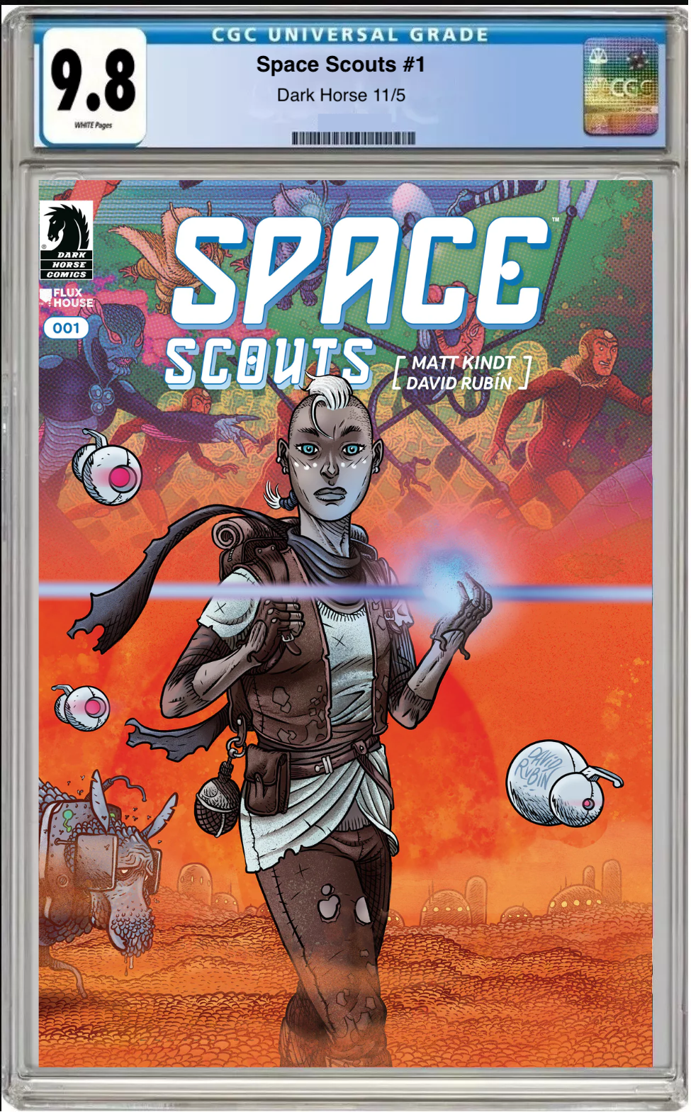 Comic book cover of Space Scouts #1 Cover A with CGC grading label.