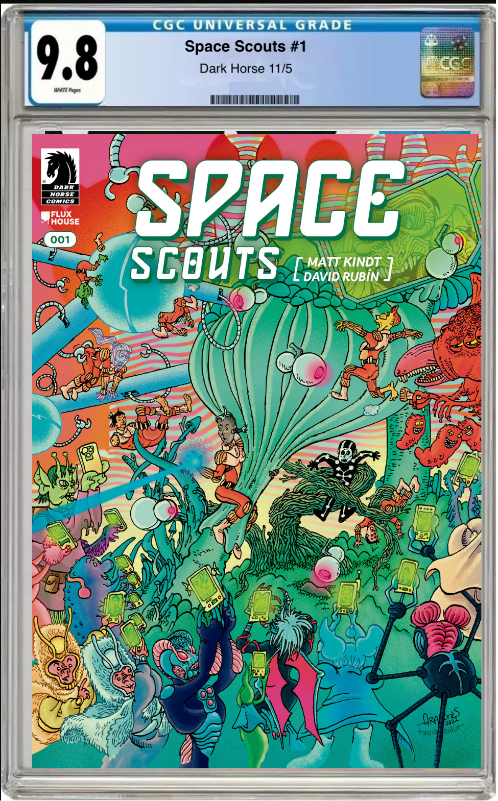 Comic book cover of Space Scouts #1 Cover B with CGC grading label.