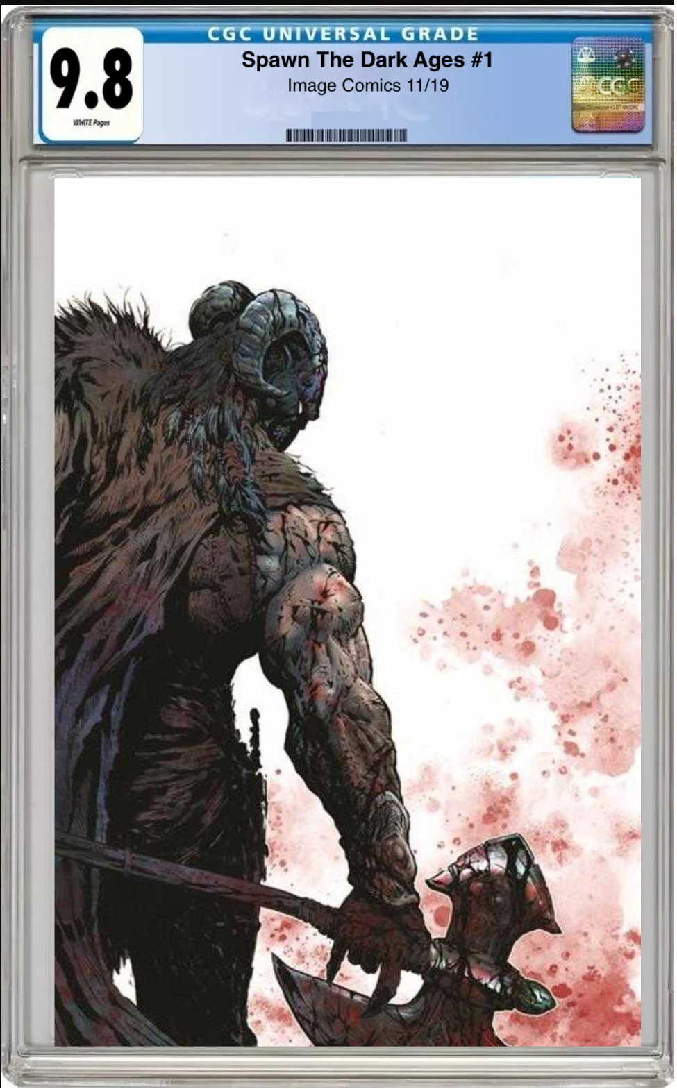 Comic book cover of Spawn: The Dark Ages #1 Full Art Cover with CGC grading label.