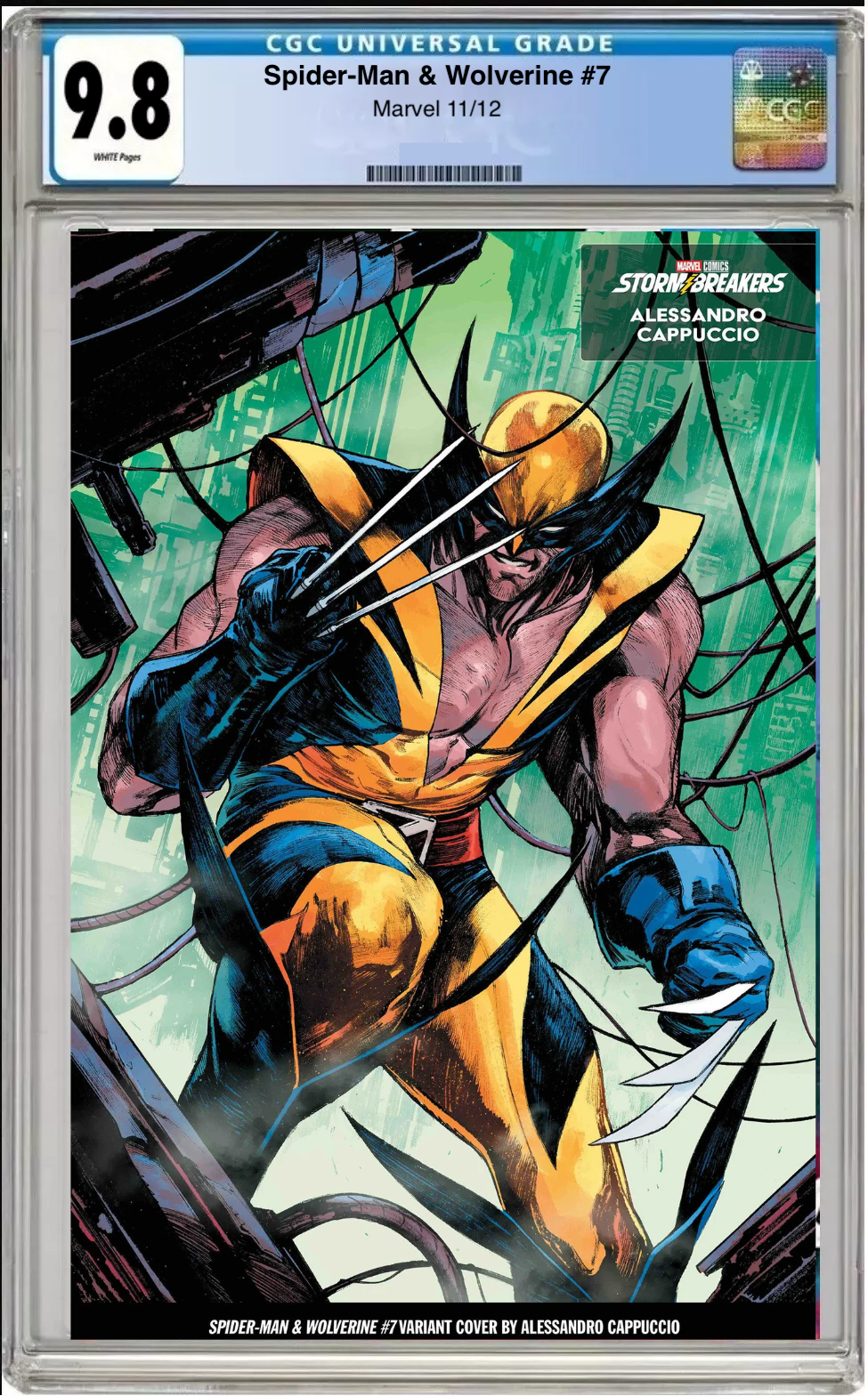 Spider-Man and Wolverine #7 CGC 9.8 Alessandro Cappuccio From the Chaos Costume Variant cover.