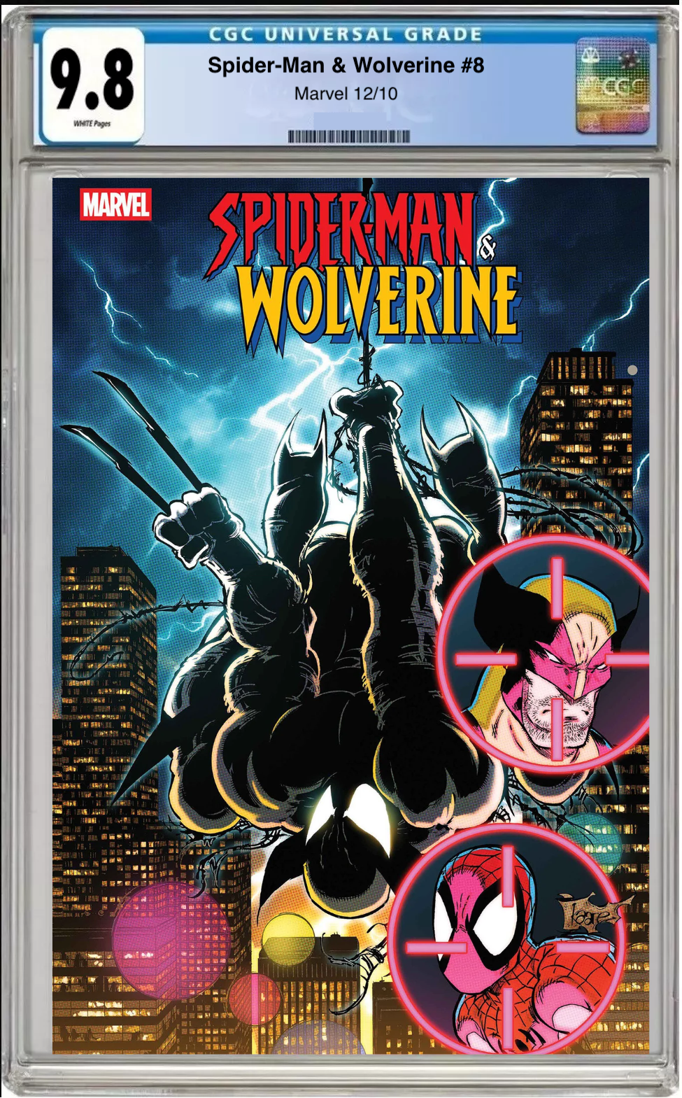 Comic book cover of Spider-Man and Wolverine #8 Main Cover with CGC grading label.
