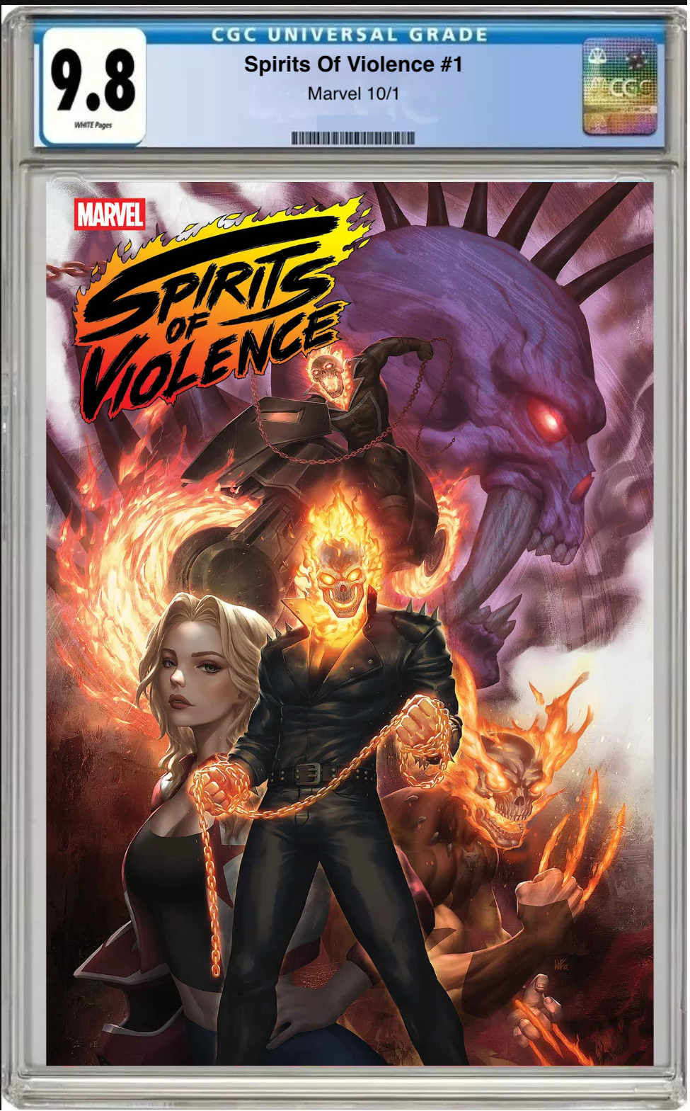 Comic book cover of Spirits of Violence #1 Main Cover with CGC grading label