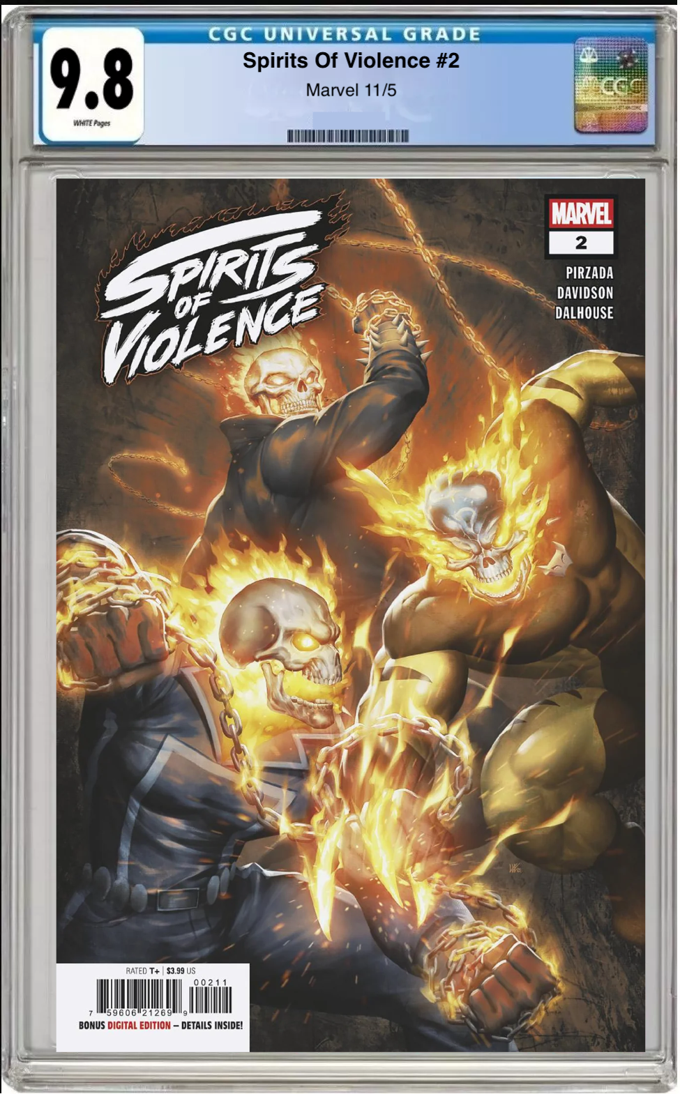 Comic book cover of Spirits of Violence #2 Main Cover with CGC 9.8 grading label.