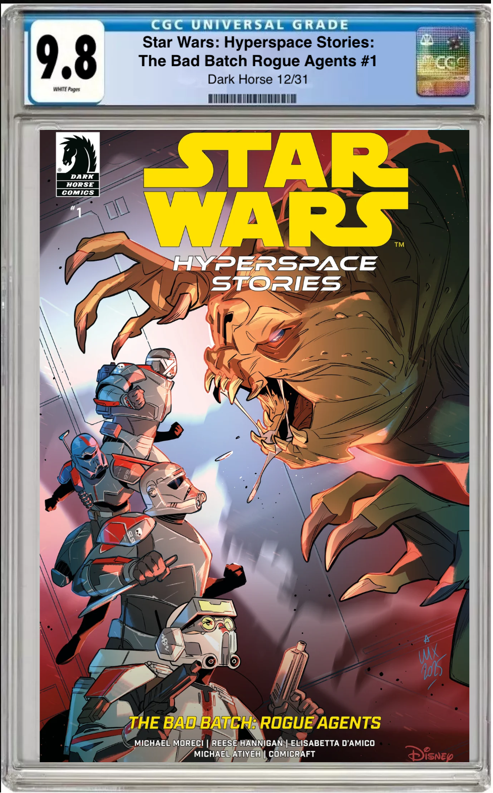 Comic book cover of Star Wars: Hyperspace Stories – The Bad Batch: Rogue Agents #1 Cover A with CGC grading label.