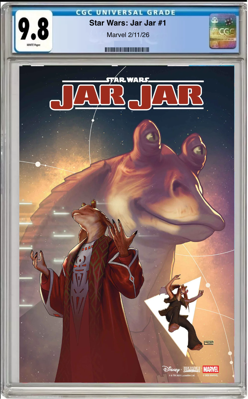 Comic book cover of Star Wars: Jar Jar #1 Main Cover with CGC grading label.
