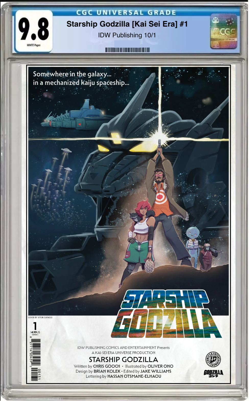 Comic book cover of Starship Godzilla #1 Cover C with CGC grading label