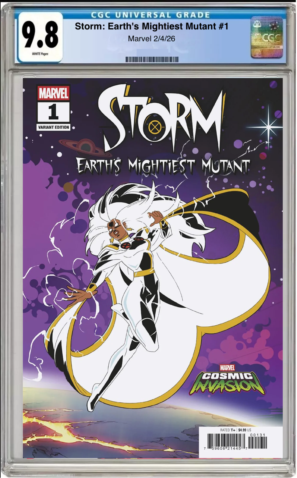 Comic book cover of Storm: Earth’s Mightiest Mutant #1 Marvel Cosmic Invasion Cover with CGC grading label.