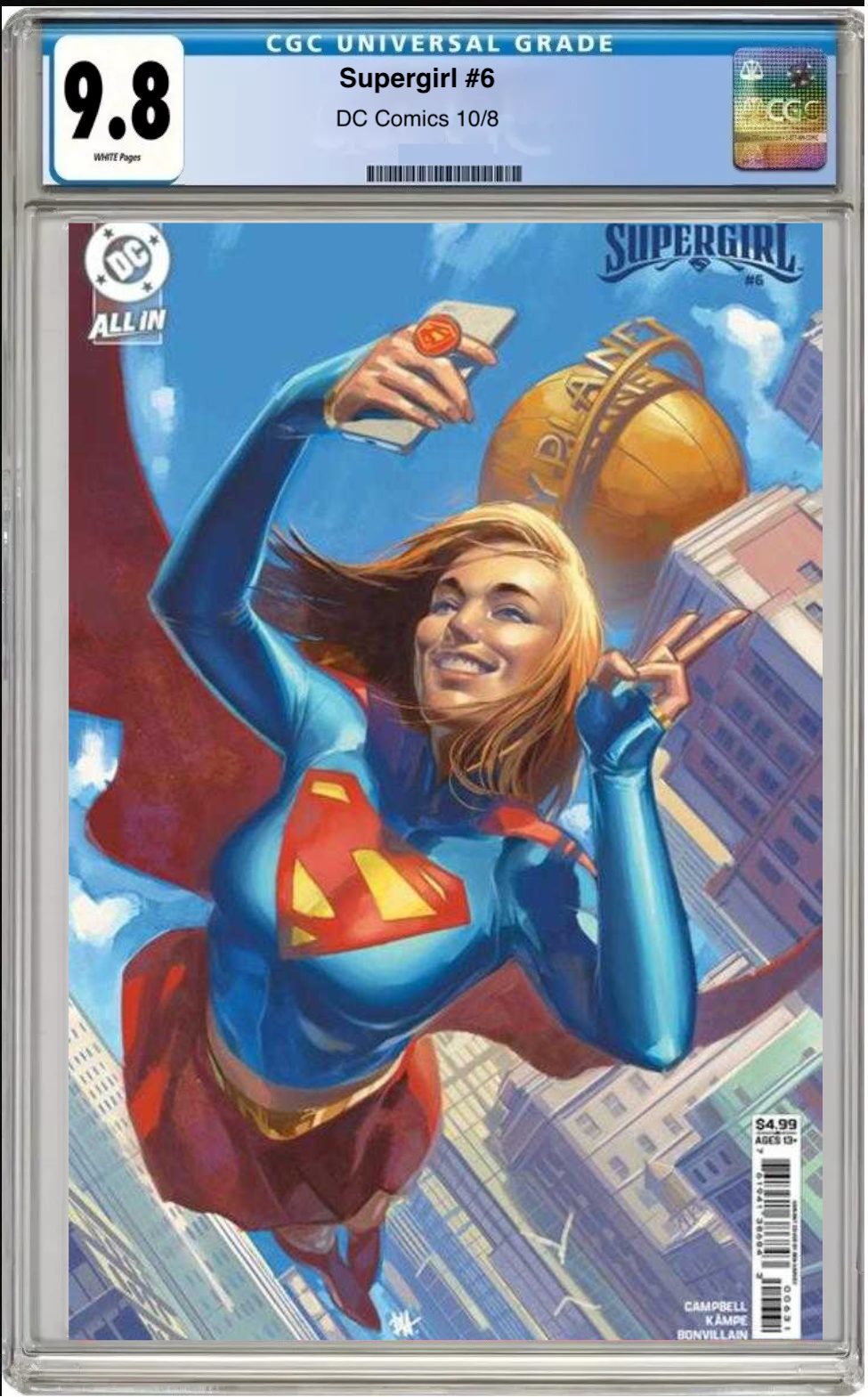 Comic book cover of Supergirl #6 Cover C with CGC grading label.
