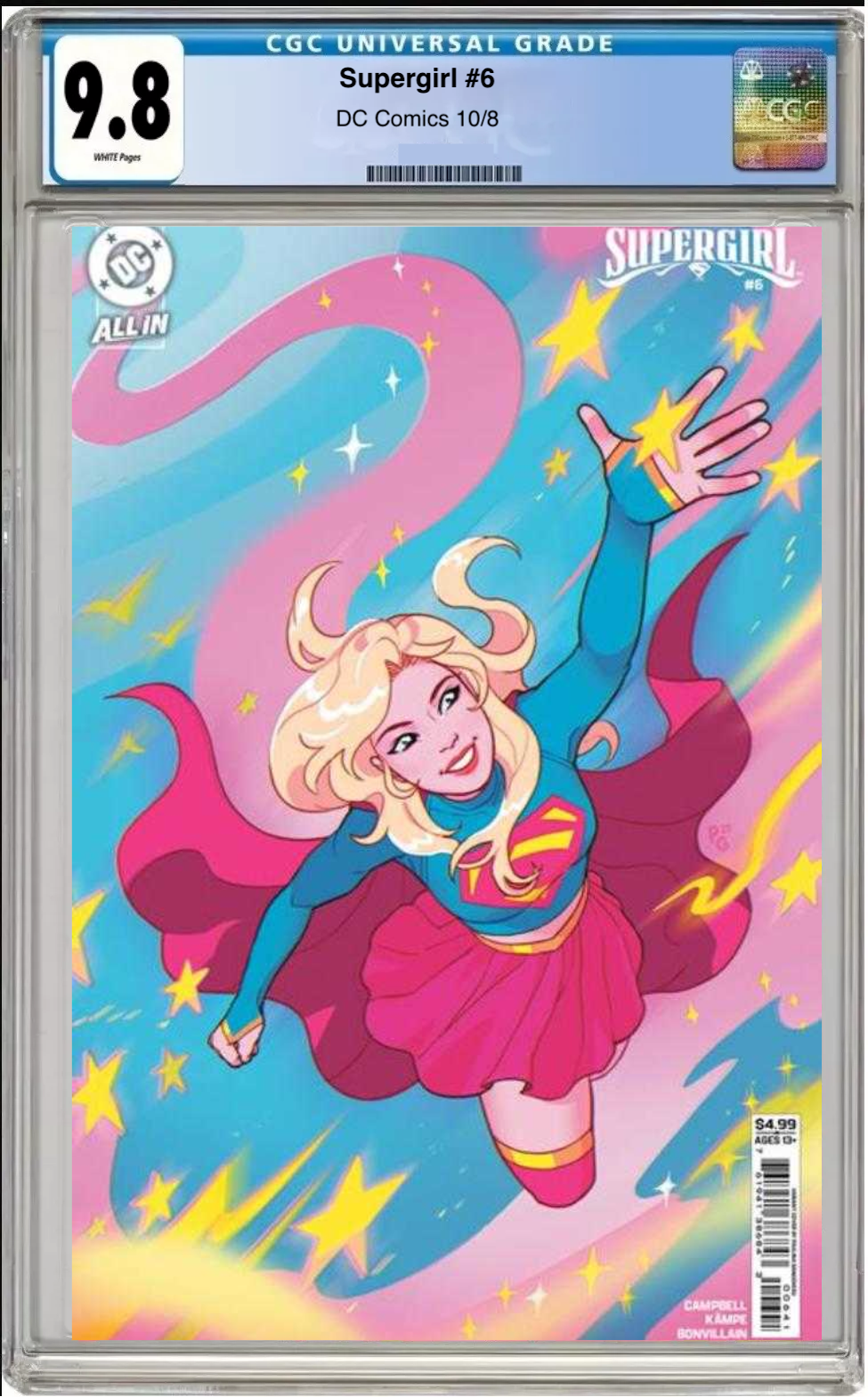 Comic book cover of Supergirl #6 Cover D with CGC grading label.