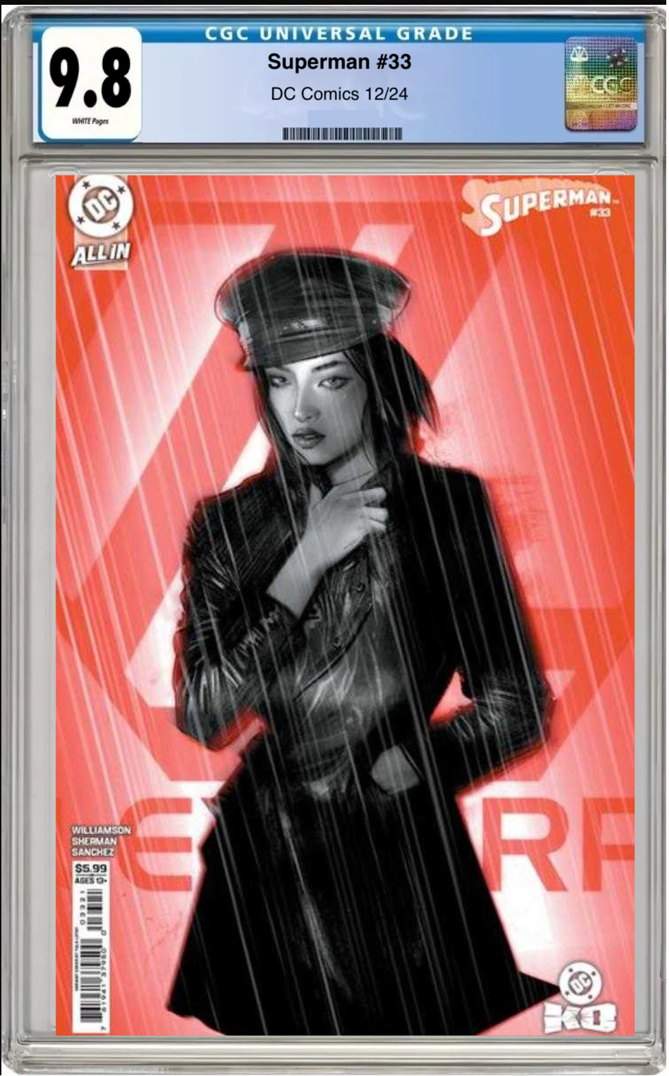 Comic book cover of Superman #33 Cover B with CGC grading label.
