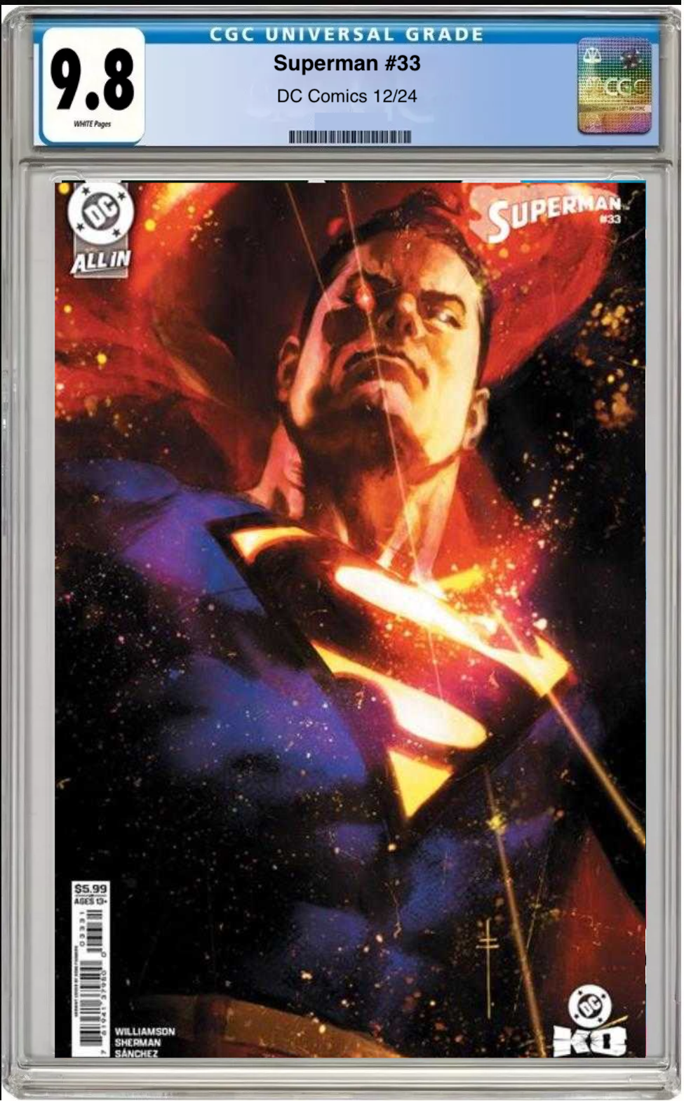 Comic book cover of Superman #33 Cover C with CGC grading label.