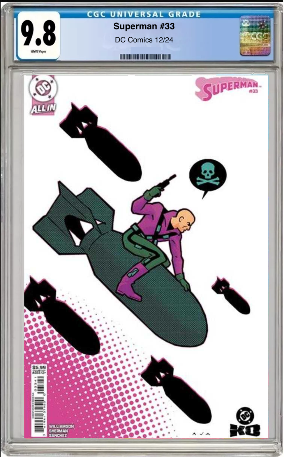 Comic book cover of Superman #33 Cover D with CGC grading label.