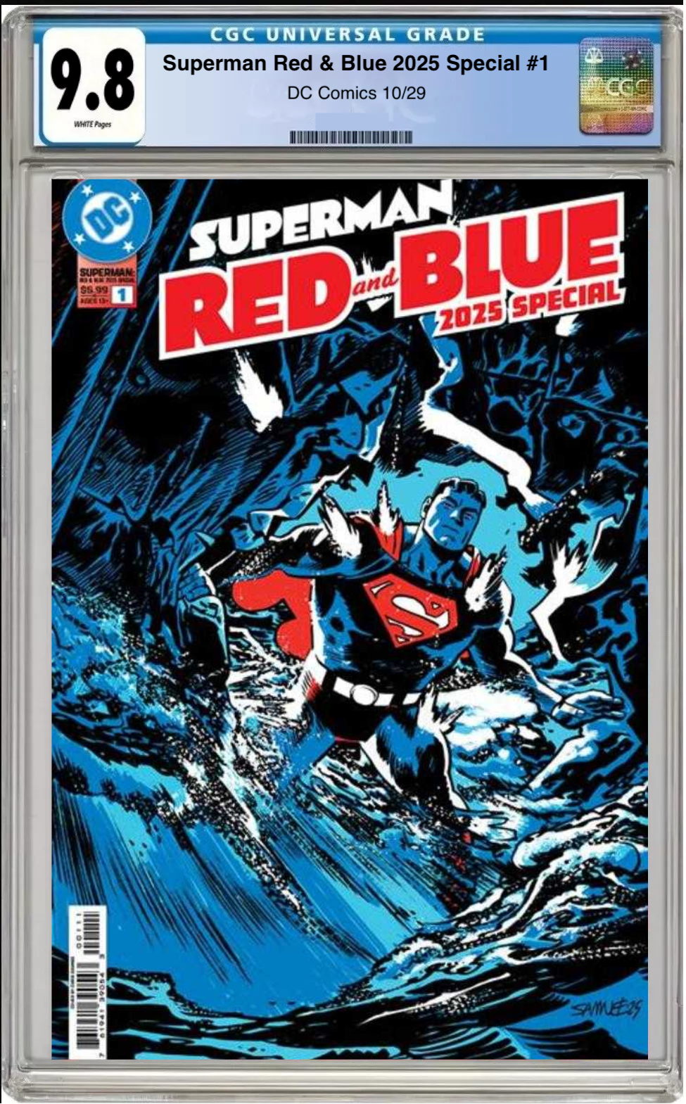 Comic book cover of Superman: Red & Blue 2025 Special #1 Cover A with CGC 9.8 grading label.Select 83 more words to run Humanizer.