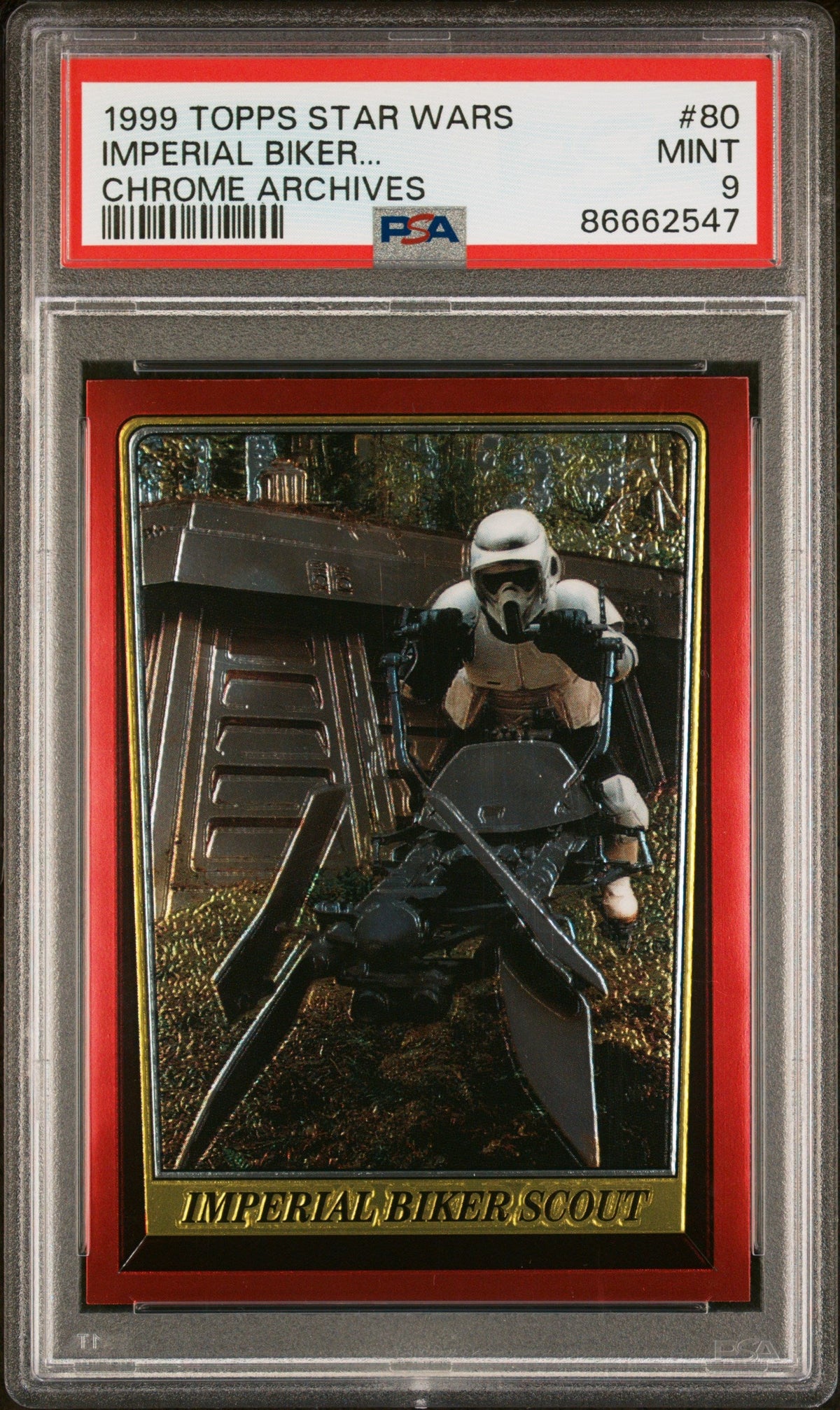 1999 TOPPS CHROME STAR WARS CHROME ARCHIVES IMPERIAL BIKER... CHROME ARCHIVES #80 - PSA 9