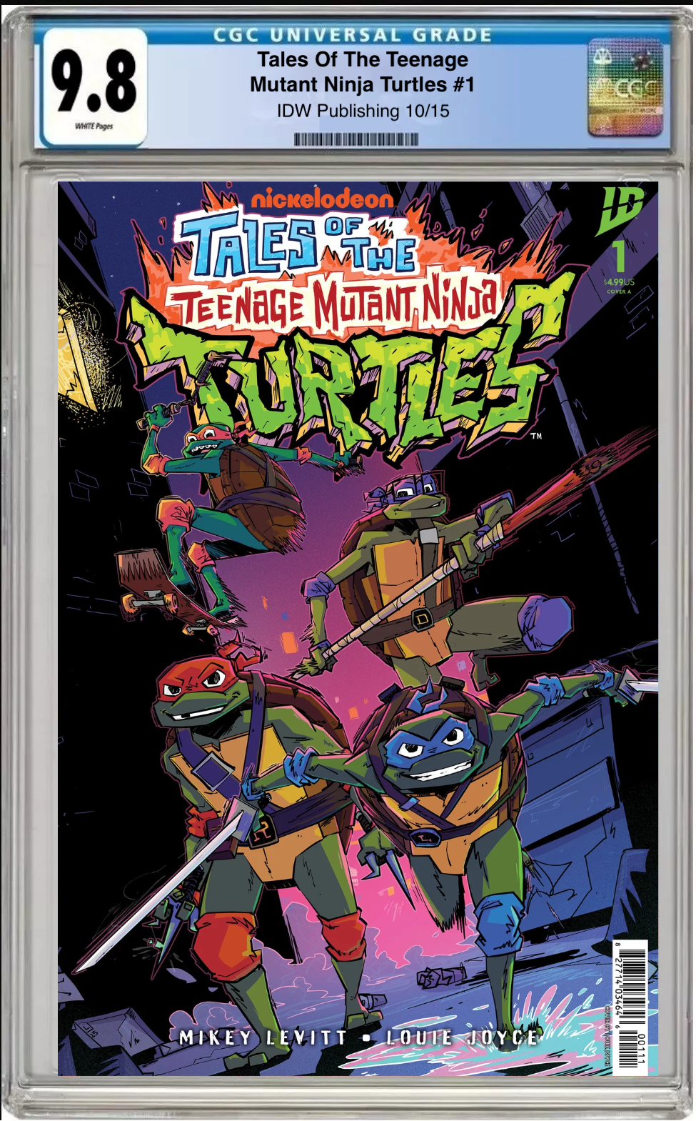 Comic book cover of Tales of the Teenage Mutant Ninja Turtles #1 Cover A with CGC grading label.